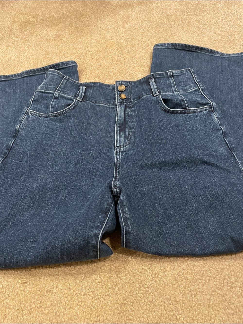 EUC Anna Taylor petite Classic High-Rise Dark Blue Women’s wide leg Jeans, 10p